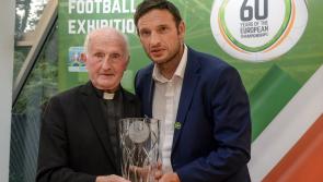 FAI Grassroots Award given to Fr. Michael Sweeney in recognition of his input to soccer in Donegal