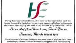 Donegal urged to show appreciation for health professionals battling covid-19