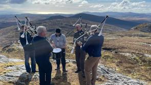 Watch: Members of St Naul's Pipe Band Ardaghey play on top of Carnaween
