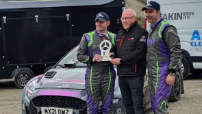 Paddy Robinson toasts win at Tyrone Stages Rally

