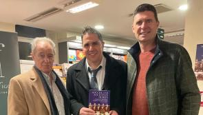 Brian Kerr and Niall Quinn help Ardara author Dr Conor Curran launch book 