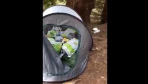 Watch: Camping gear, rubbish bags and broken glass left in 'No Camping' area