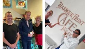 Comedians Ardal O'Hanlon and Sanjeev Singh Kohl check out Burtonport