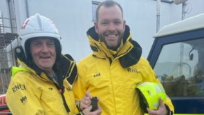 Seán (Sammy) Gallagher gets his pager as new Arranmore lifeboat crew member