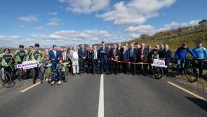 Minster Jack Chambers cuts the ribbon on N56 An Clochán Liath to Glenties road