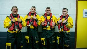 Bundoran RNLI crew in water saftey message at Croke Park 