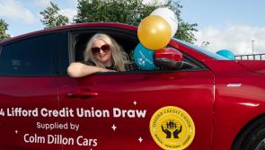 Delight for Amanda McBride Thompson in  Lifford Credit Union’s Member Car Draw