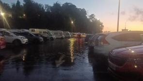Flood warning with Storm Darragh for Harbour Carpark in Donegal Town