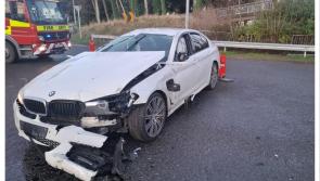 Car destroyed in serious road traffic collision prompting large emergency response