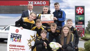 Letterkenny RFC receives &euro;5,000 award under Texaco Support for Sport initiative