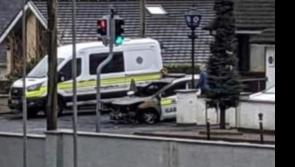 Man arrested after Garda patrol car goes on fire outside Castlefin Garda station