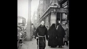 Powerful image of late Fr Mark Coyle OFM Cap ‘Under Clerys’ clock’ in 1961