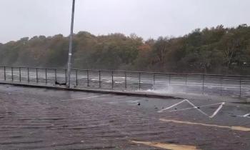 Watch: Pier car park in Donegal Town at high tide during Storm Amy