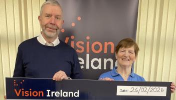 Quigley&rsquo;s point woman Bridie generously presents &euro;1,270 to Vision Ireland charity