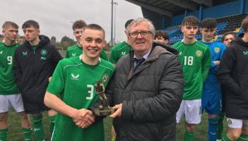 Rowan McGroarty named Player of the Match for Ireland Schoolboys