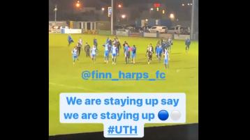 WATCH: "We are staying up" - Jason Quigley's video as Finn Harps keep Premier Division status in last game