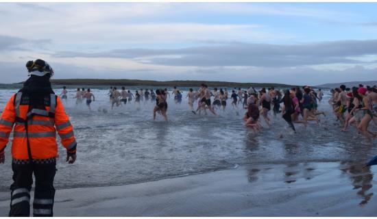 New Year's Day swim at Narin Strand
