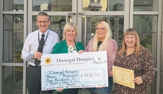 Department of Social Protection fundraisers make &euro;3131.50 for Donegal Hospice