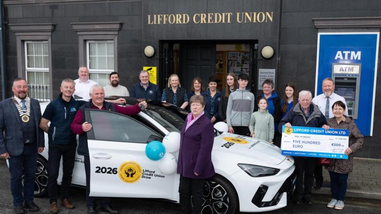 Convoy couple celebrate winning the&nbsp;Lifford Credit Union&rsquo;s recent Member Car Draw
