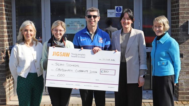 Carndonagh Community School donates coffee morning proceeds to Jigsaw Donegal
