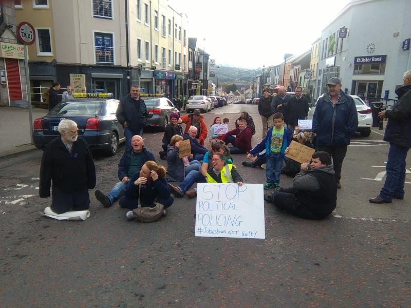 Sit-down protest on Letterkenny's Main Street this afternoon