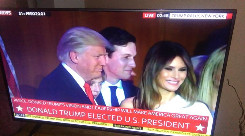 Donald Trump triumphs as he is elected President of the United States