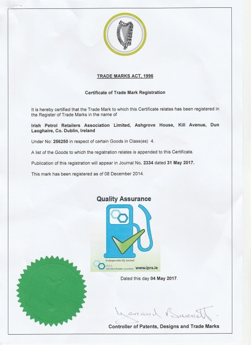 Trade group receives trade mark certification for motor fuel quality