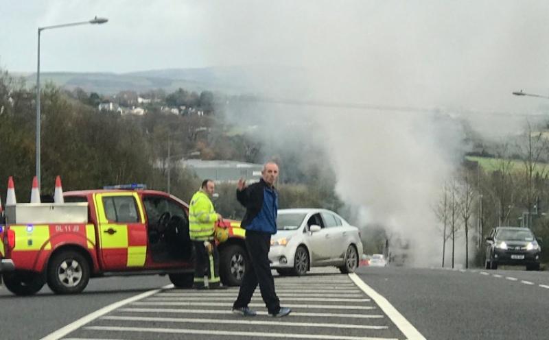 Lorry on fire in Letterkenny