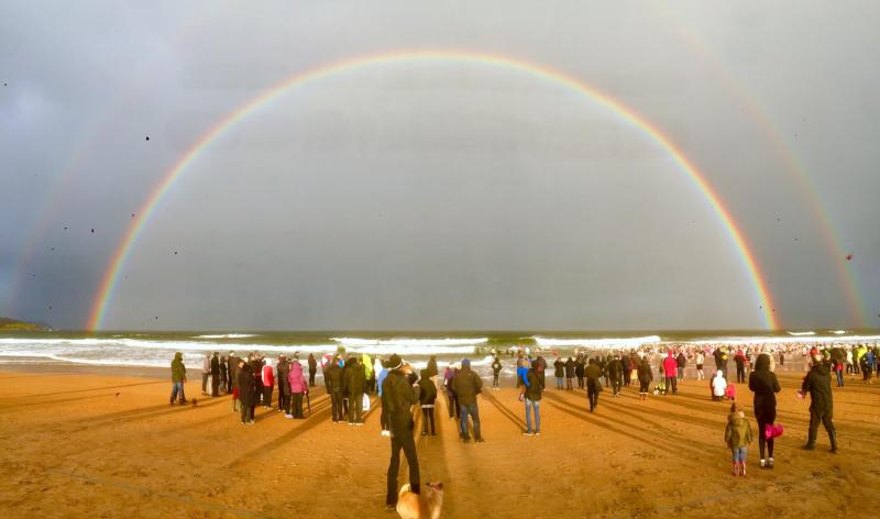 There's a charity swim at the middle of this rainbow in Donegal!
