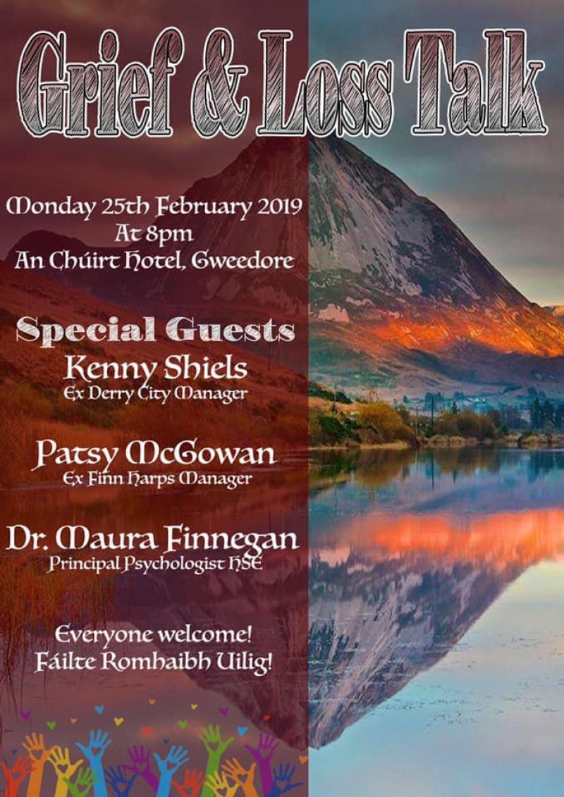 Grief and loss talk in An Ch&uacute;irt hotel this evening