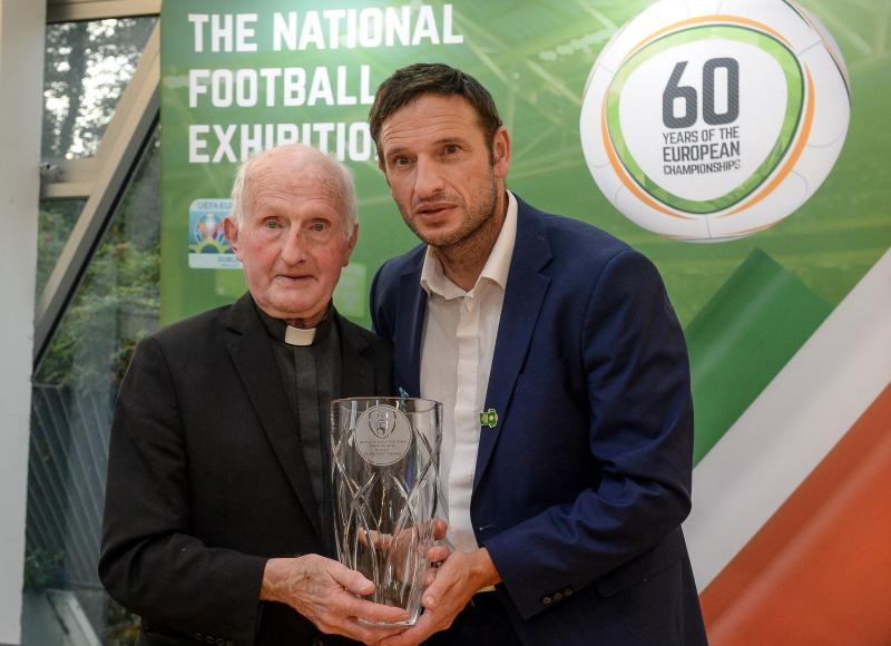 FAI Grassroots Award given to Fr. Michael Sweeney in recognition of his input to soccer in Donegal