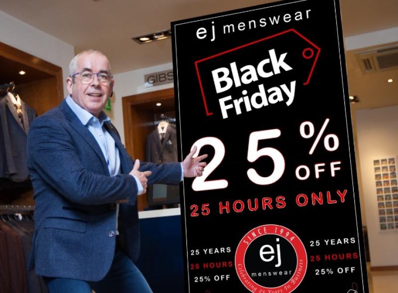 Ej menswear Black Friday 25th birthday shopping marathon with deals and discounts for a whole 25 hours