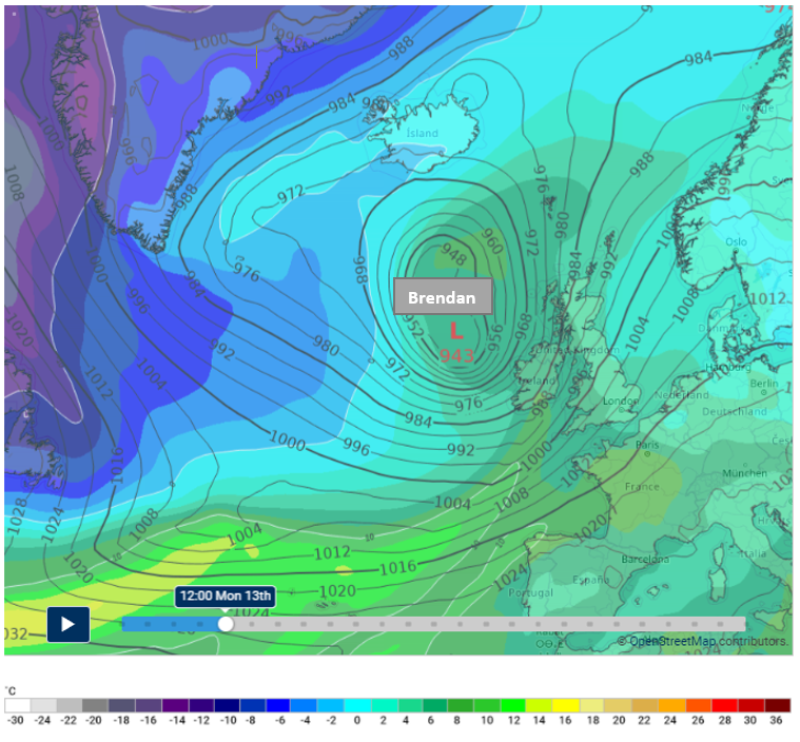 Danger of structural damage and uprooted trees when Storm Brendan hits Ireland