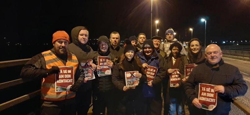 Protesters gather at Lifford  bridge to mark UK's exit from EU