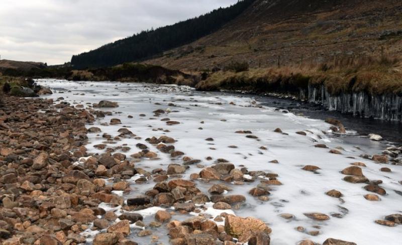 ice in Barnesmore river Donegal 
