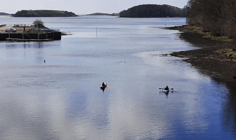 Two kayakers on Donegal Bay show that social distancing doesn't mean life grinds to a halt