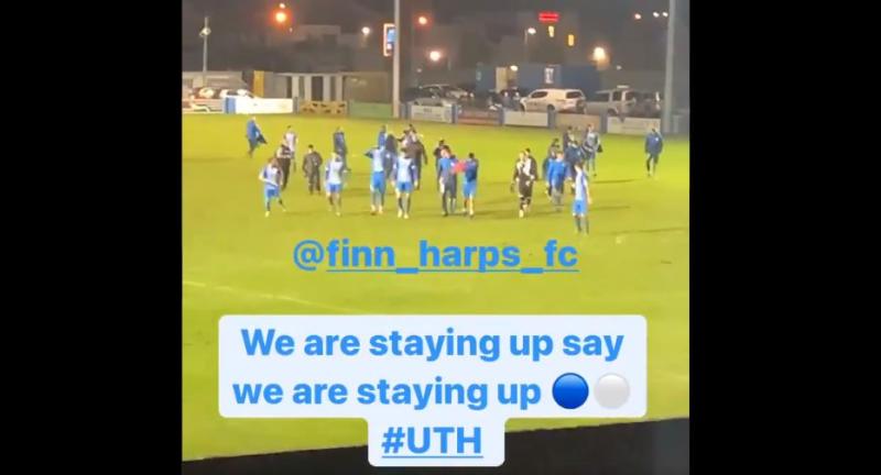 WATCH:  "We are staying up" - Jason Quigley's video as Finn Harps keep Premier Division status in last game 