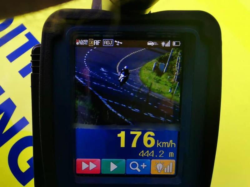 Motorcyclist arrested after 176km/h detection 