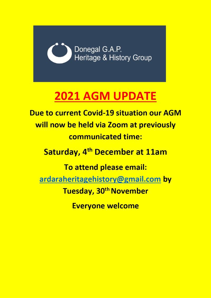 Covid changes see Donegal G.A.P. Heritage and History Group's 2021 AGM go online
