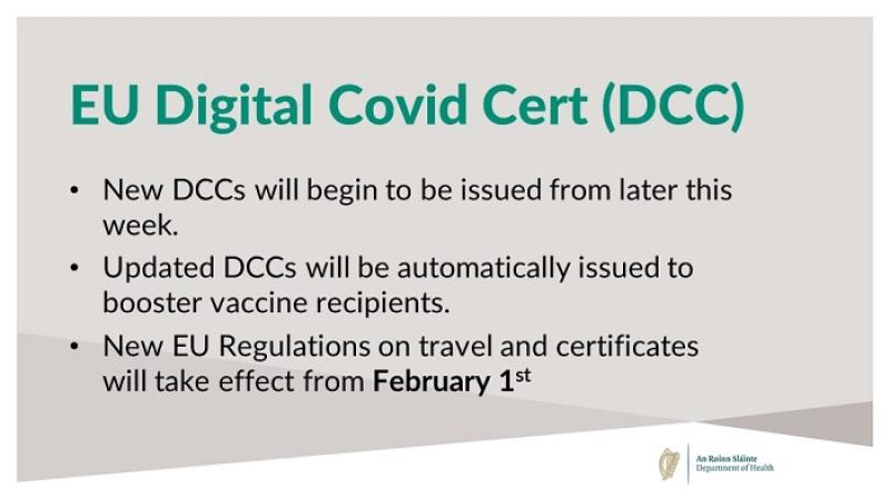 Donegal people will have their new EU Digital Covid-19 booster certs from this week 