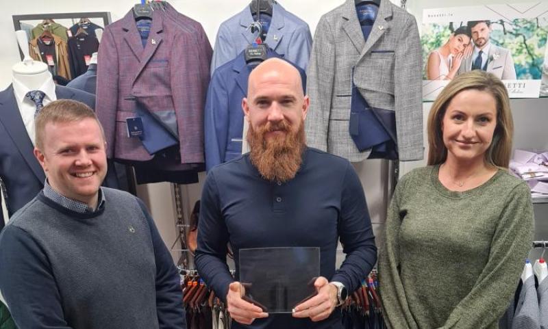 Mark 2 menswear: Bryan McCandless (Owner) and Gary McKeague & Carol-Ann Wilson (Customer Service)