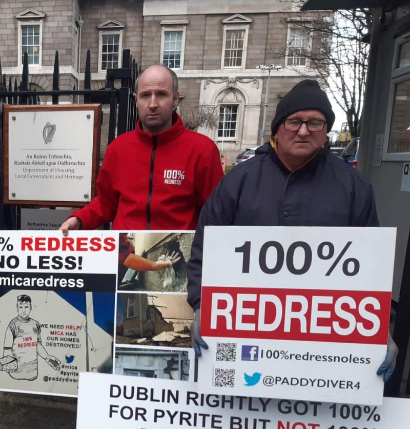 Donegal redress campaigners, Patrick McLaughlin and Patrick 'The General' McLaughlin lobbying at Dáil Éireann this week.