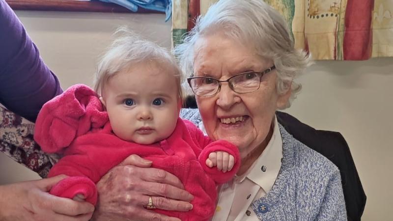 Arranmore Island's oldest and youngest residents meet to say hello