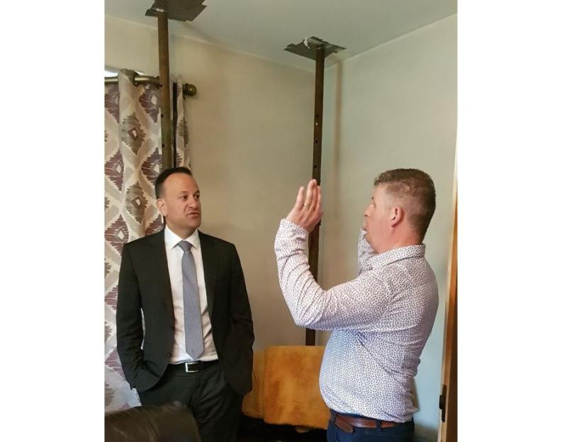 Letterkenny couple  have to  erect acro props to support ceiling for fear of collapse