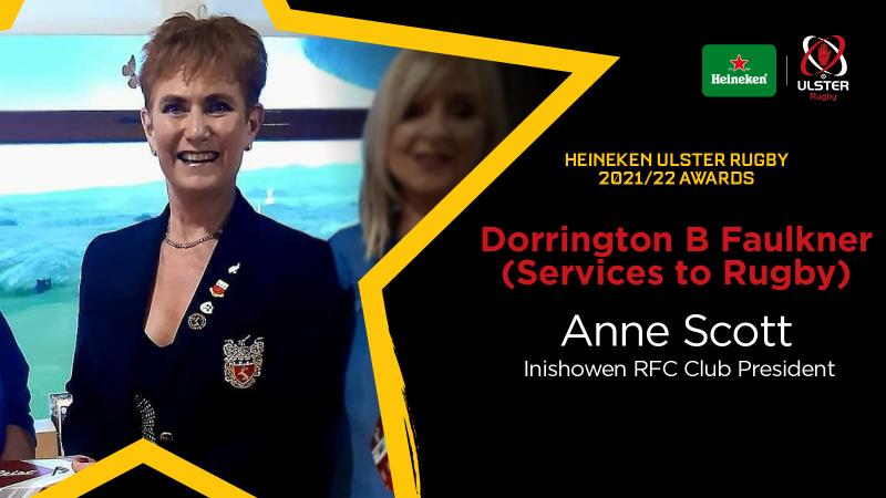 Inishowen rugby stalwart Anne Scott receives award