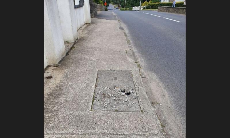Mind your step ...dangerous footpath alert in Glenties