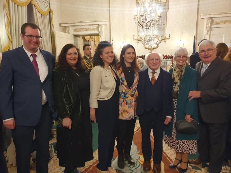 Proud award for Katie-George and Dunlevy family at Áras an Uachtaráin