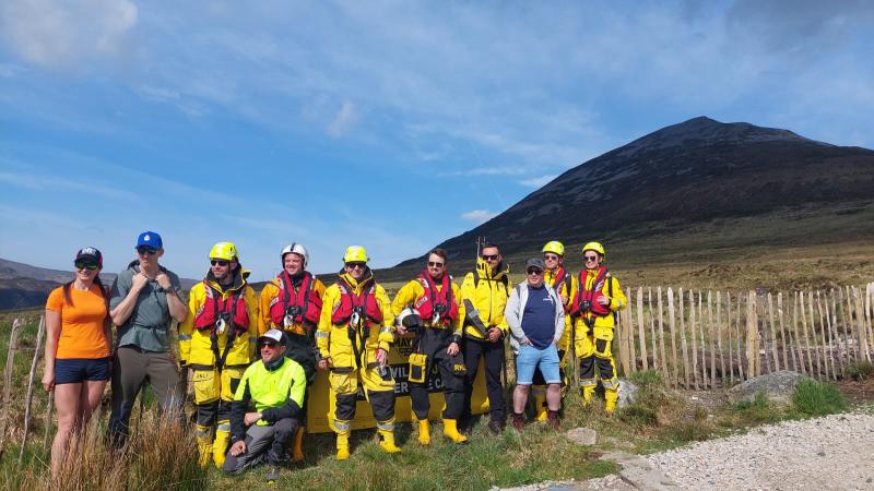 Members of three RNLI lifeboat stations scale Errigal in full gear 