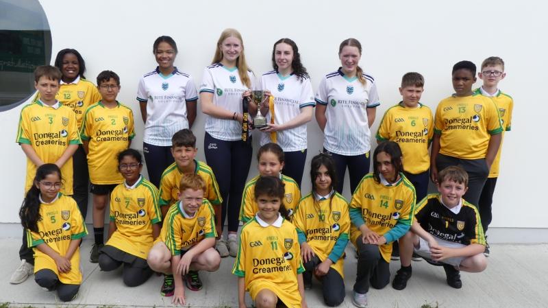 Ulster Minor Ladies champions pop into Scoil Cholmcille Letterkenny