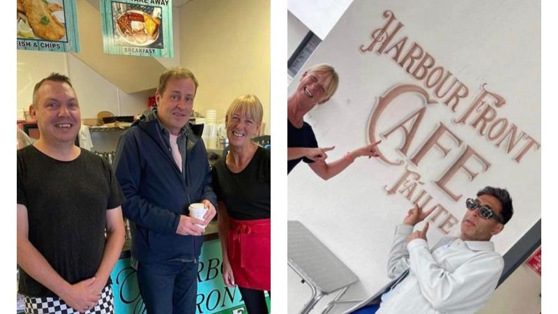 Comedians Ardal O'Hanlon and Sanjeev Singh Kohl check out Burtonport